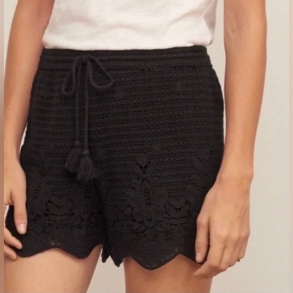 Abercrombie & Fitch Black High Waisted Crochet Shorts